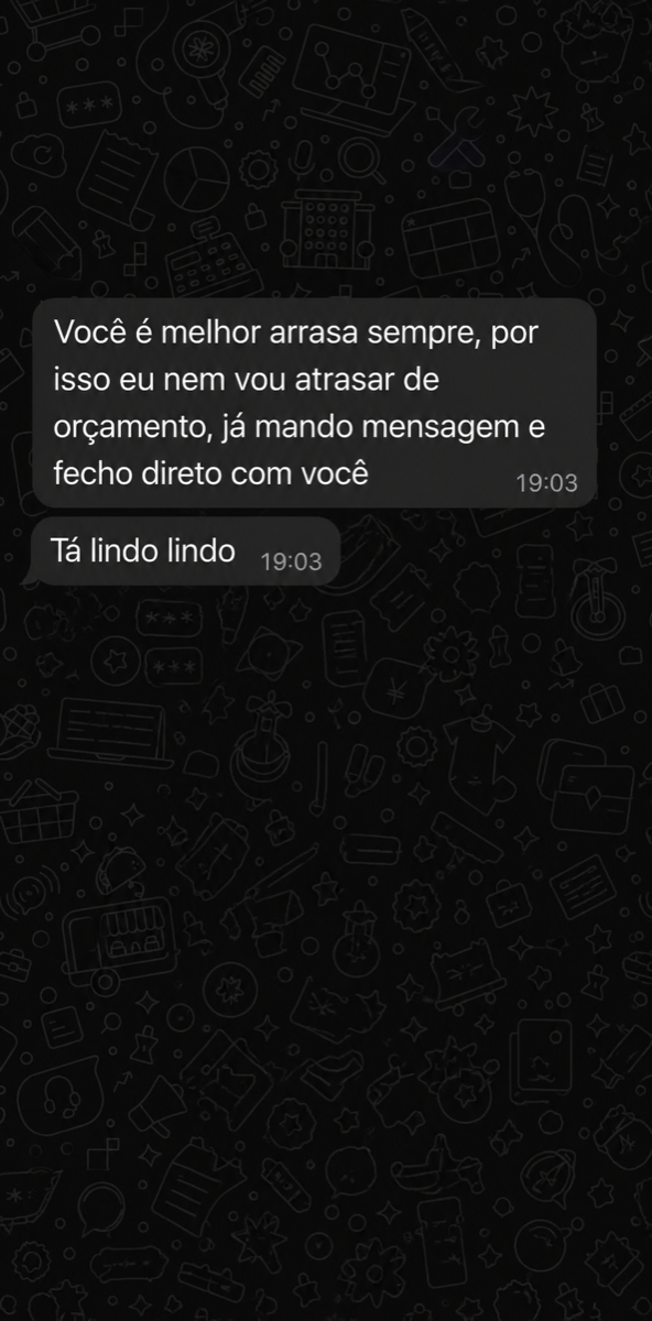 Depoimento anônimo recebido por WhatsApp dizendo que a cliente fecha diretamente com a Bruna.